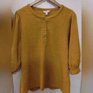 Mustard Yellow Top 3/4 Puff Sleeve